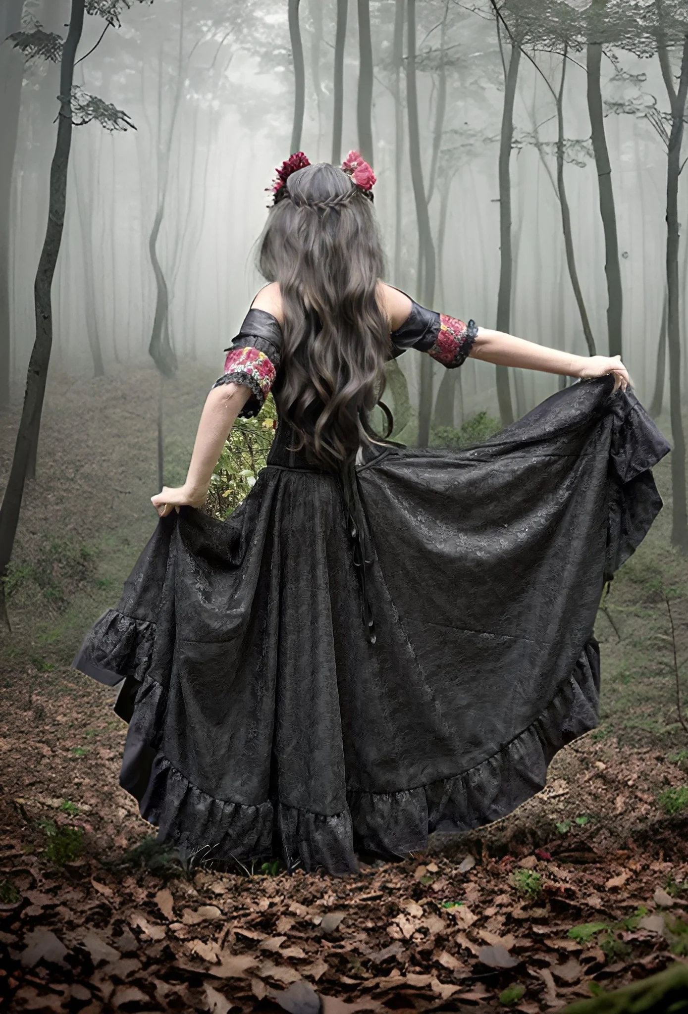 La Catrina - Embroidered Roses Stays Corset & Lace Skirt Cosplay Costume Dress. ~ Dia De Los Muertos ~ Day Of The Dead - Reminisce Brand - Image 5