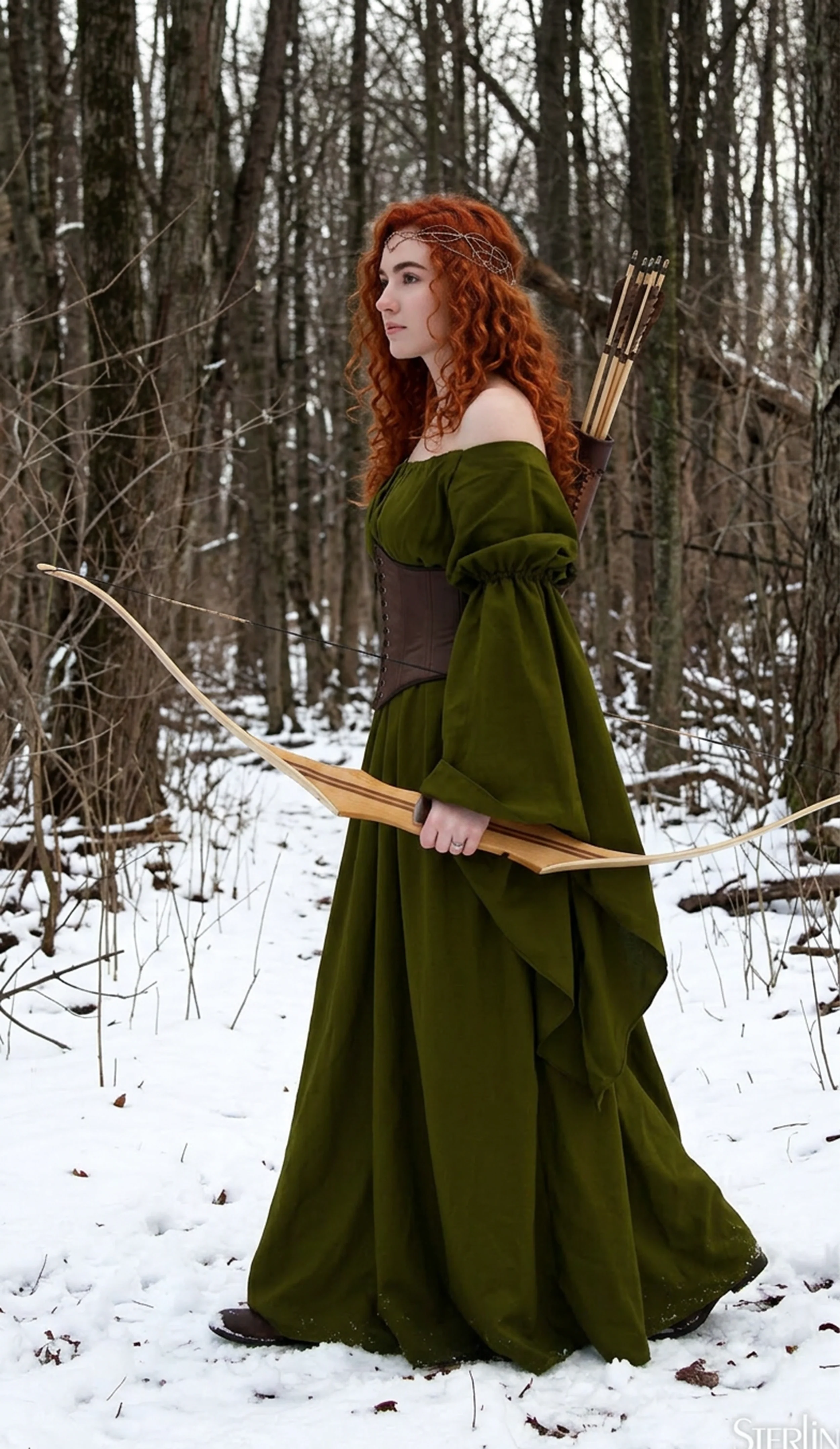 Renaissance women Costume Medieval Fantasy Cosplay Gown Dress "The Archeress" Reminisce Brand - Image 7