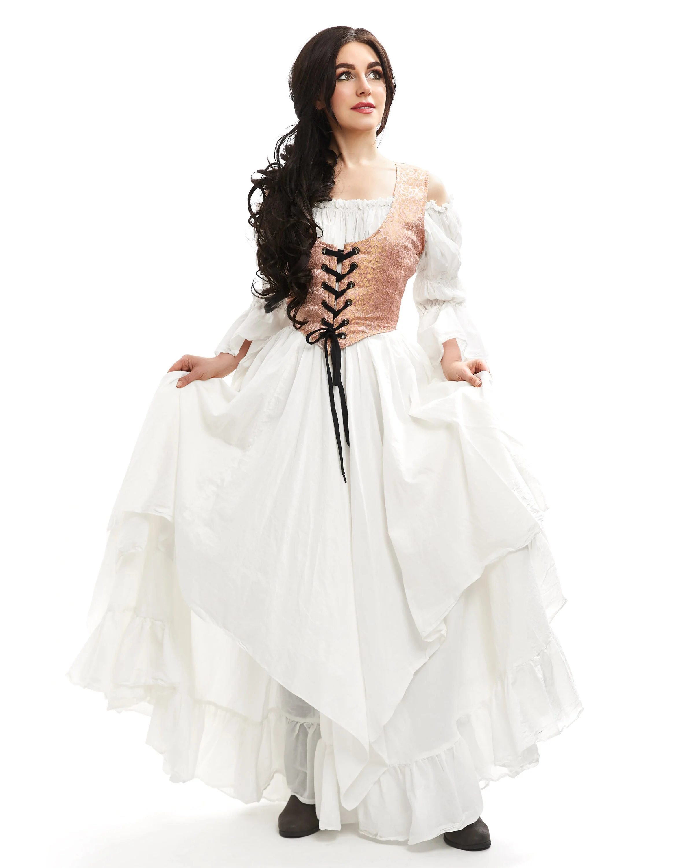 Renaissance Women’s Costume - Fantasy - Fairy Dress Cosplay - Pink Brocade Bodice & 2Pc Dress - Spring Enchantress - Reminisce Brand - Image 3