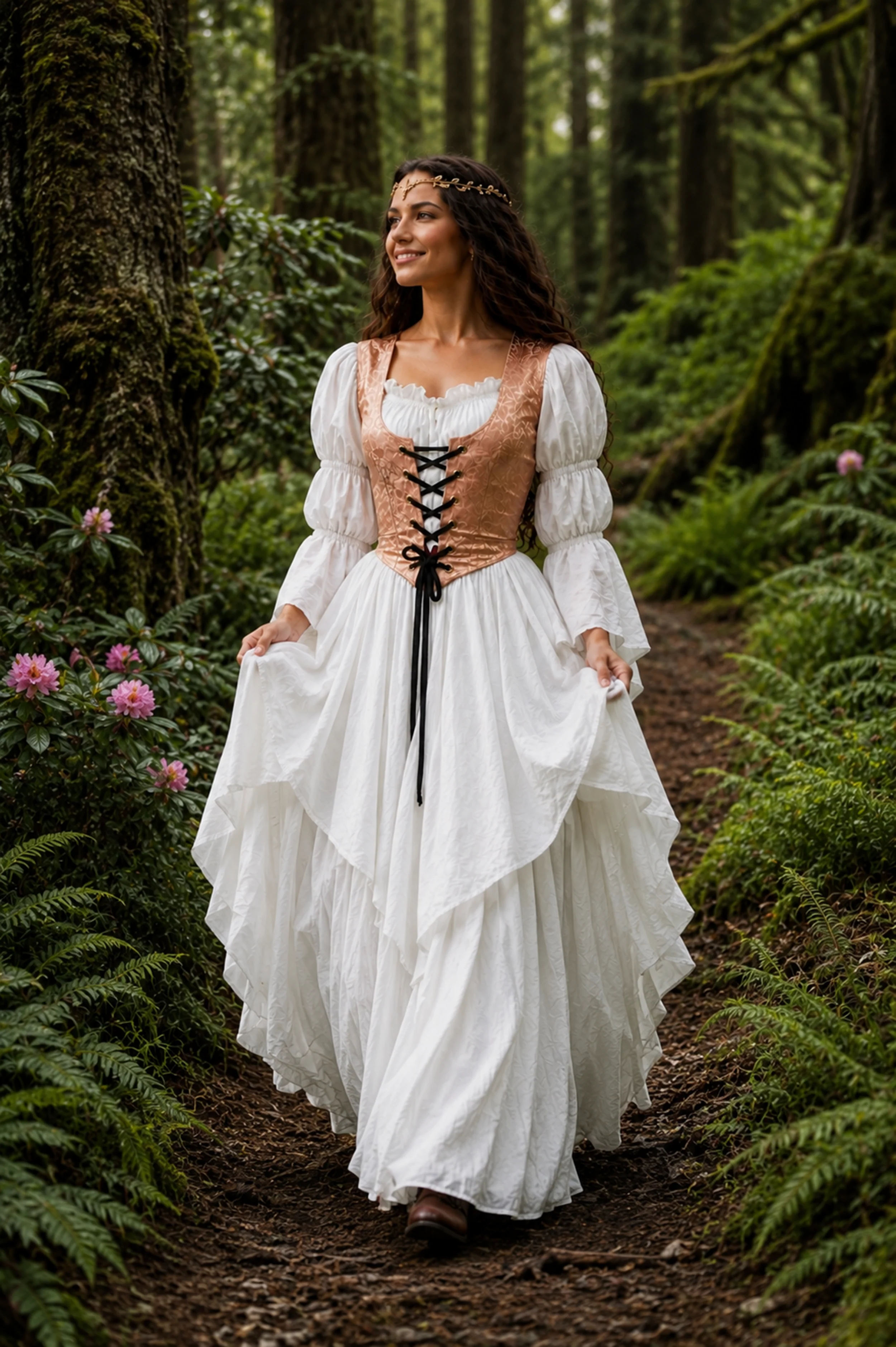 Renaissance Women’s Costume - Fantasy - Fairy Dress Cosplay - Pink Brocade Bodice & 2Pc Dress - Spring Enchantress - Reminisce Brand - Image 7