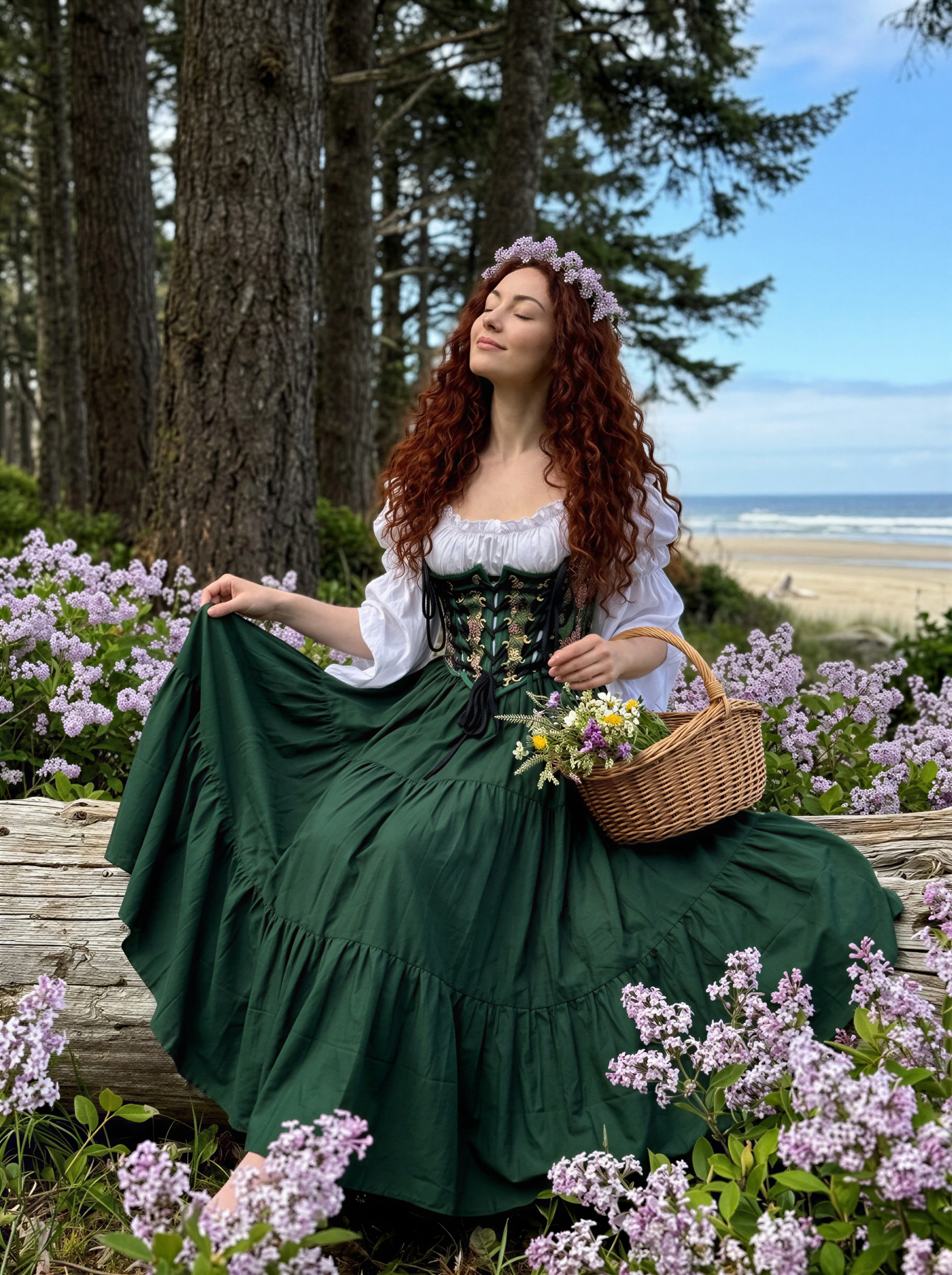 The Marguerite - Tapestry Bodice Corset Dress Set ~ Women Fantasy Medieval Cosplay 100% Cotton Costume -