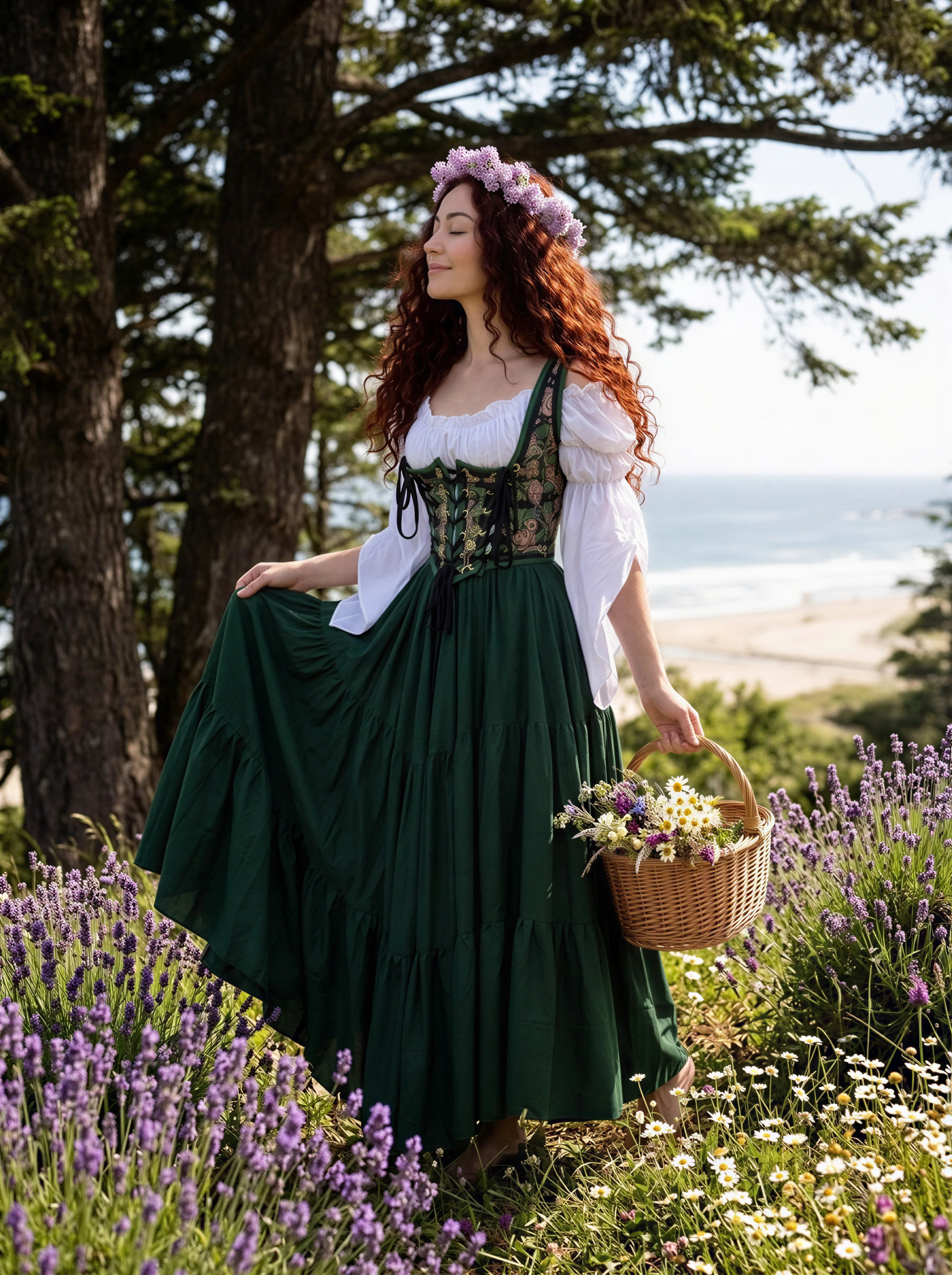 The Marguerite - Tapestry Bodice Corset Dress Set ~ Women Fantasy Medieval Cosplay 100% Cotton Costume - - Image 2