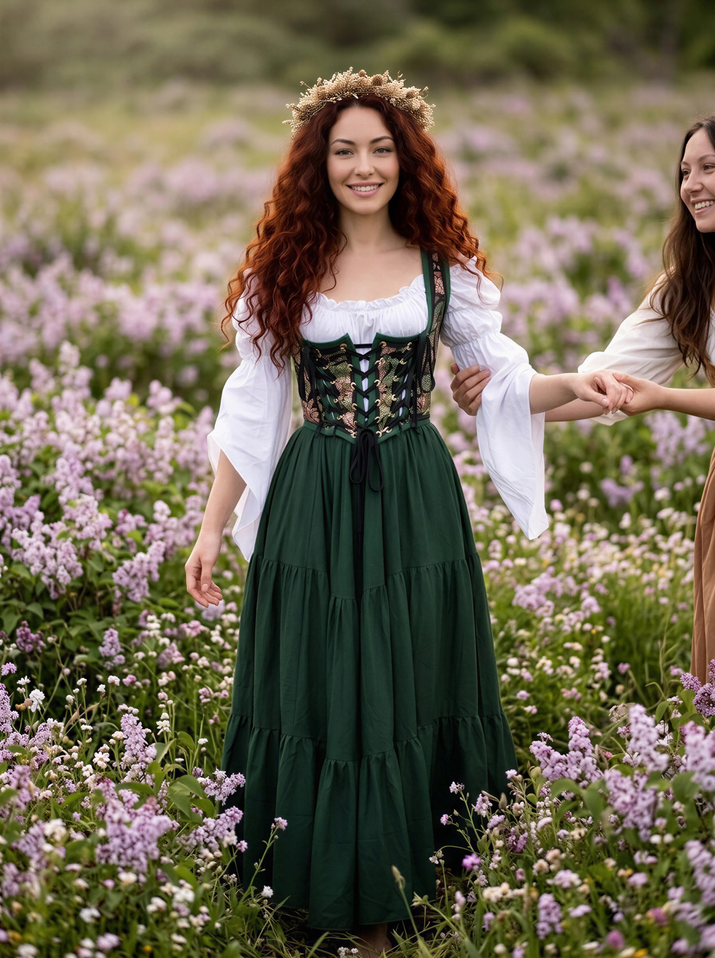 The Marguerite - Tapestry Bodice Corset Dress Set ~ Women Fantasy Medieval Cosplay 100% Cotton Costume - - Image 6