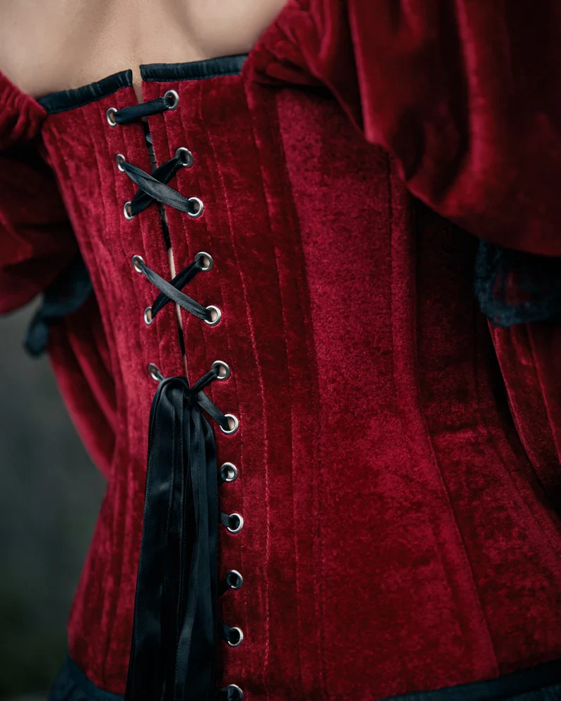 Gothic Victorian Velvet and Lace Vampire Gown Dress Corset Women's Costume "The Masquerade" Cosplay Reminisce Brand - Image 5