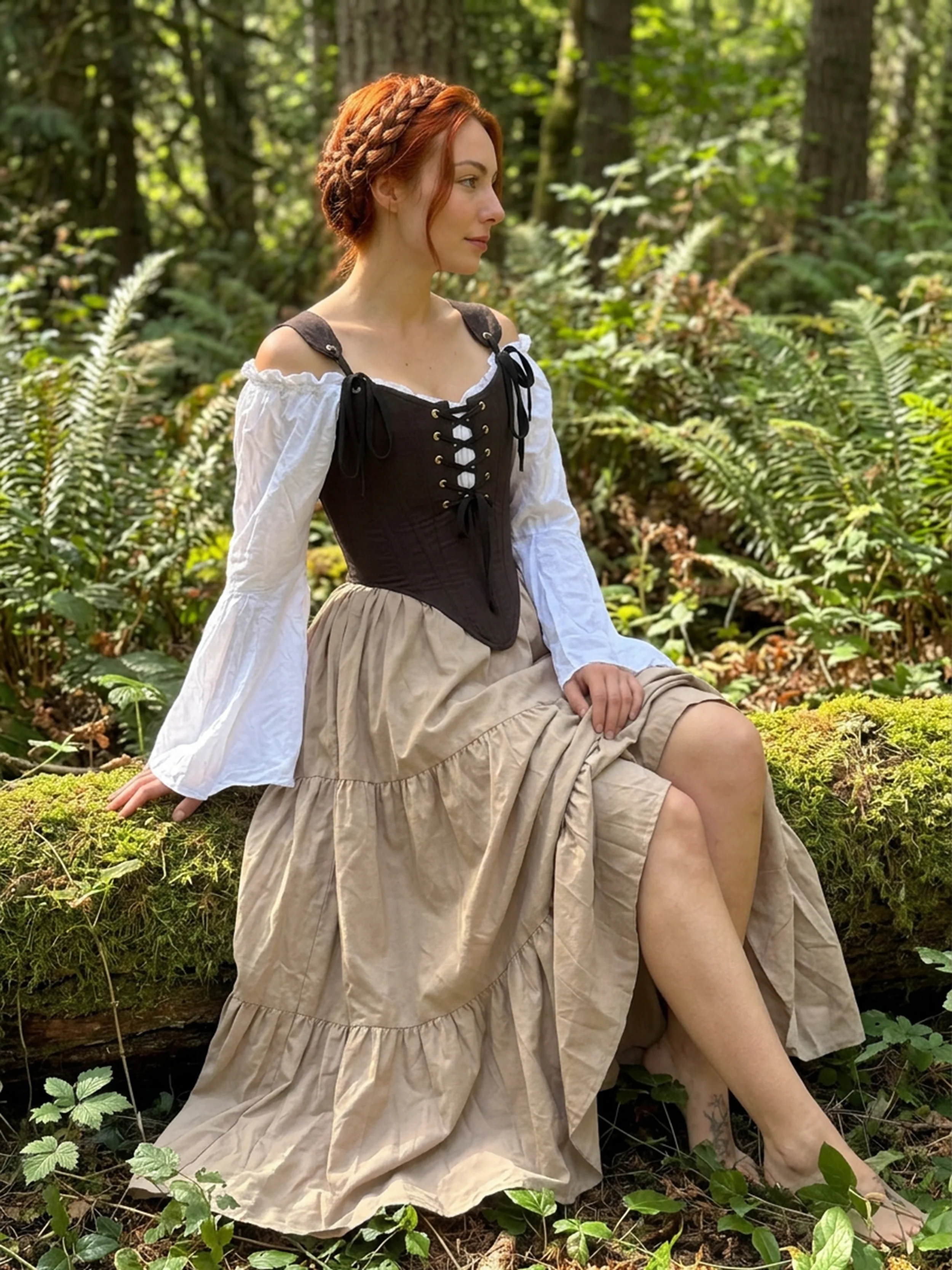 The Virginia  Renaissance Fair 3-piece Dress Women Fantasy Medieval Cosplay Maiden Costume - Corset Bodice - Image 6