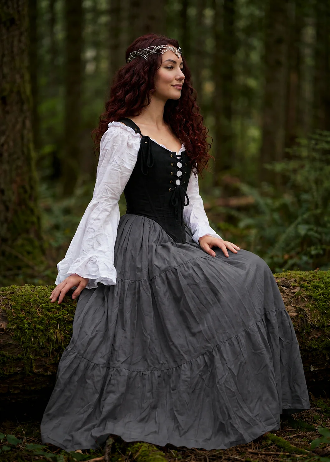 The Virginia  Renaissance Fair 3-piece Dress Women Fantasy Medieval Cosplay Maiden Costume - Corset Bodice - Image 7
