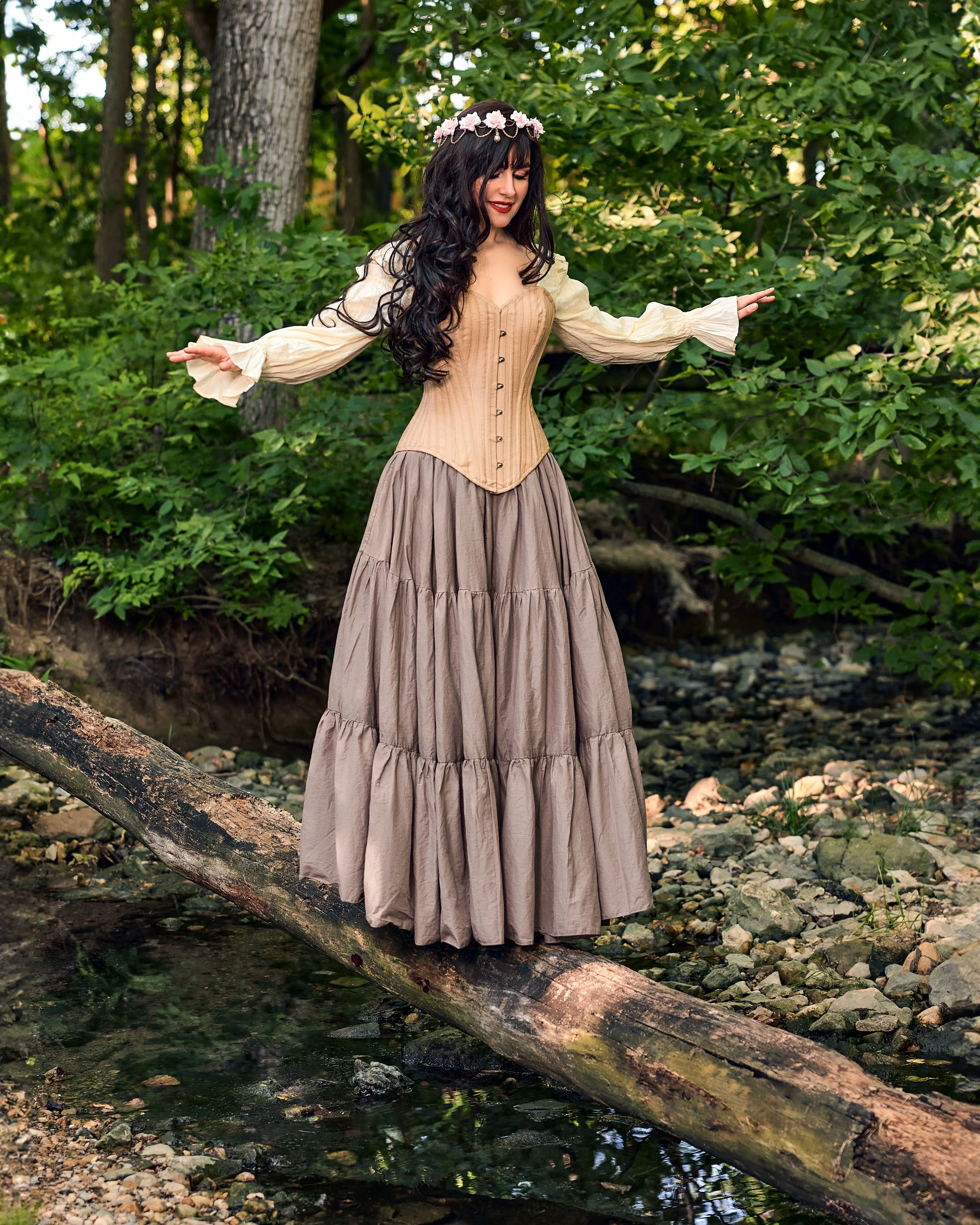 Women’s Renaissance Fair Stays Corset Costume in Beige- Ren Faire - Medieval Fantasy Cosplay - 2 Piece Skirt & Corset - The Diana - - Image 2