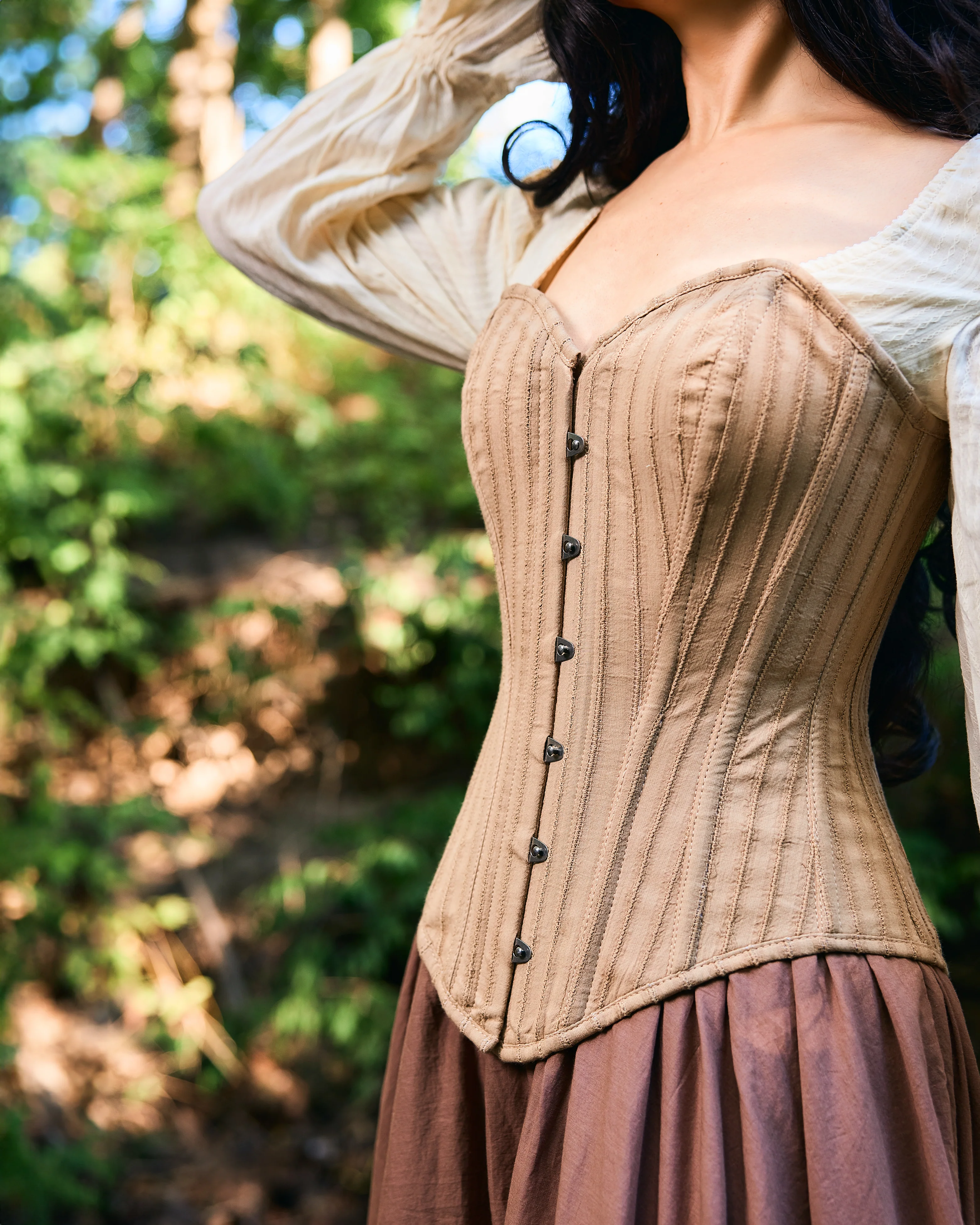 Women’s Renaissance Fair Stays Corset Costume in Black- Ren Faire - Medieval Fantasy Cosplay - 2 Piece Skirt & Corset - The Diana - - Image 3
